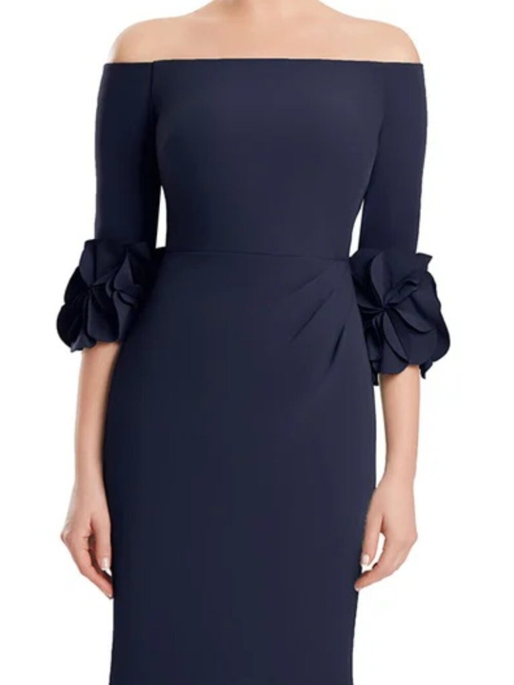 NWT Alexander by Daymor 3251S26 Off-Shoulder Floral Formal Dress Navy size 16 - Picture 3 of 6